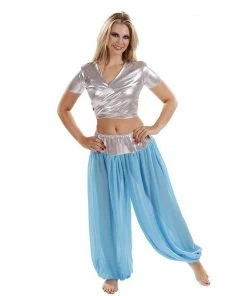 Miss Belly Dance Belly Dance Lycra Choli Top With Chiffon Harem Pants Costume Set | BELLY DANCE COSTUMES