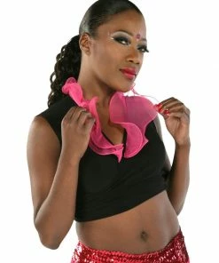 Miss Belly Dance Belly Dance Lycra Sleeveless Choli Top With Chiffon Ruffles | FEITA RAQS TOPS