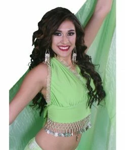 Miss Belly Dance TOPS Belly Dance Lycra Stretchy Halter Top With Ruffles | MASRIYA MONROE