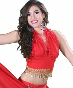 Miss Belly Dance TOPS Belly Dance Lycra Stretchy Halter Top With Ruffles | MASRIYA MONROE