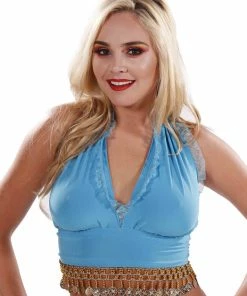 Miss Belly Dance TOPS Belly Dance Lycra Stretchy Halter Top With Ruffles | MASRIYA MONROE