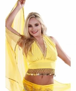 Miss Belly Dance TOPS Belly Dance Lycra Stretchy Halter Top With Ruffles | MASRIYA MONROE
