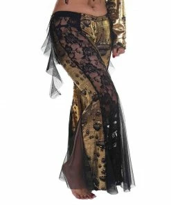 Miss Belly Dance Belly Dance Metallic & Lace Harem Pants | URBAN SHIMMER
