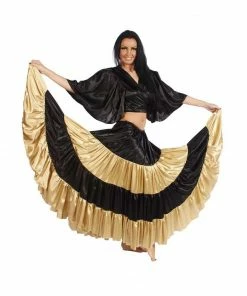 Miss Belly Dance Belly Dance Multi-Color Stripped 17 Yard Satin Skirt | LOVE AND LIGHT BOTTOMS