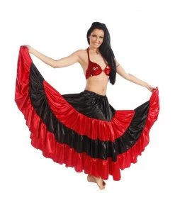 Miss Belly Dance Belly Dance Multi-Color Stripped 17 Yard Satin Skirt | LOVE AND LIGHT BOTTOMS