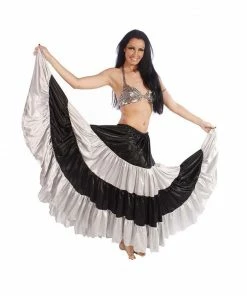 Miss Belly Dance Belly Dance Multi-Color Stripped 17 Yard Satin Skirt | LOVE AND LIGHT BOTTOMS