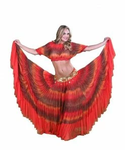 Miss Belly Dance Belly Dance Orange Patterned Skirt, Top, & Belt Costume Set | NIGELLA SONG BELLY DANCE COSTUMES