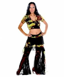 Miss Belly Dance Belly Dance Pants, Top, & Hip Scarf Costume Set | LACE AND TIES