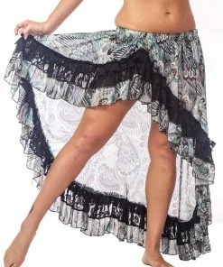 Miss Belly Dance Belly Dance Patterned And Lace Skirt | PAISLEY RAYS BOTTOMS