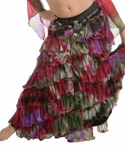 MissBellyDance Belly Dance Patterned Ruffled Skirt | LA ROSA LEEHA BOTTOMS