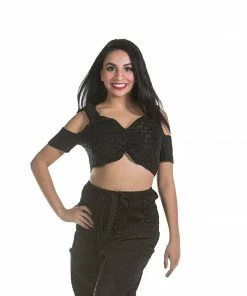 Miss Belly Dance Belly Dance Patterned Top With Should Cut-Outs | MODERN MASRI PLUS SIZE