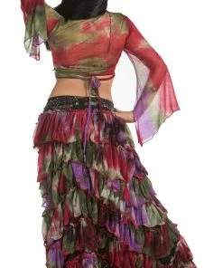 Miss Belly Dance BELLY DANCE COSTUMES Belly Dance Ruffled Skirt, Choli Top, & Belt Costume Set | ROSA LEEHA