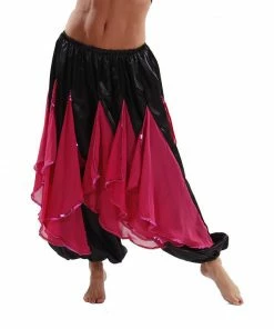 Miss Belly Dance Belly Dance Satin & Chiffon Harem Pants | TURN AND TWIRL