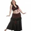 Miss Belly Dance Belly Dance Satin Skirt, Lace Over-Skirt, & Halter Top Costume Set | DEEP SATIN BELLY DANCE COSTUMES