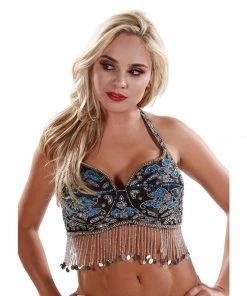 Miss Belly Dance Belly Dance Sequined Bra With Coins | RAQS SHOWSTOPPER TOPS