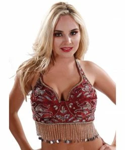 Miss Belly Dance Belly Dance Sequined Bra With Coins | RAQS SHOWSTOPPER TOPS