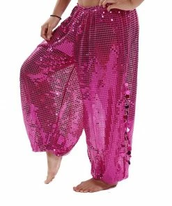 Miss Belly Dance Belly Dance Sequined Harem Pants With Side Slits |