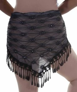Miss Belly Dance Belly Dance Sheer Hip Scarf With Fringe | HONAK