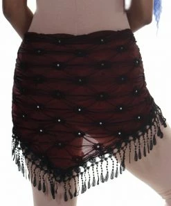 Miss Belly Dance Belly Dance Sheer Hip Scarf With Fringe | HONAK