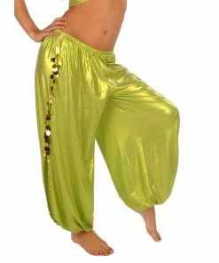 Miss Belly Dance BOTTOMS Belly Dance Shiny Lycra Harem Pants With Side Slits | MUITOSEI