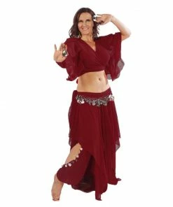 Miss Belly Dance Belly Dance Skirt, Pants, Top, & Hip Scarf Costume Set | FIT FOR FATINE BELLY DANCE COSTUMES