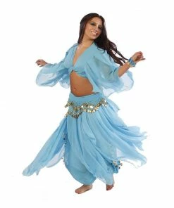 Miss Belly Dance Belly Dance Skirt, Pants, Top, & Hip Scarf Costume Set | FIT FOR FATINE BELLY DANCE COSTUMES