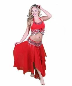 Miss Belly Dance Belly Dance Skirt, Top, & Coin Belt Costume Set | REVELRY BELLY DANCE COSTUMES