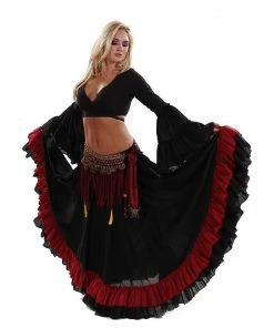 Miss Belly Dance Belly Dance Skirt, Top, & Fringe Belt Costume Set | STARS' TRAIL BELLY DANCE COSTUMES