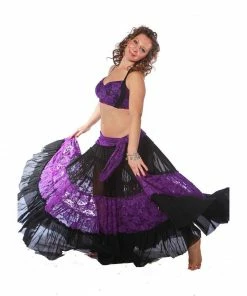 Miss Belly Dance BELLY DANCE COSTUMES Belly Dance Skirt, Top, & Hip Scarf Costume Set | COLOR DOBLE