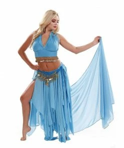 Miss Belly Dance Belly Dance Skirt, Top, Veil, & Hip Scarf Costume Set | ELEGANCE BELLY DANCE COSTUMES