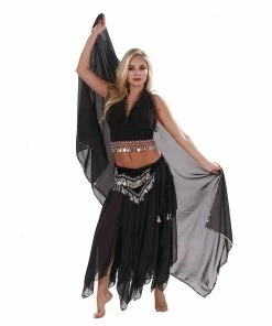 Miss Belly Dance Belly Dance Skirt, Top, Veil, & Hip Scarf Costume Set | ELEGANCE BELLY DANCE COSTUMES