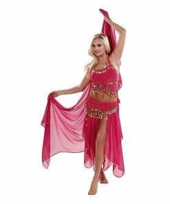Miss Belly Dance Belly Dance Skirt, Veil, Tank Top, & Hip Scarf Costume Set | TREMENDOUS COMBO SETS