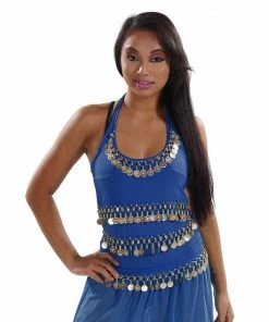 Miss Belly Dance TOPS Belly Dance Stretchy Lycra Halter Top | FESTIVE