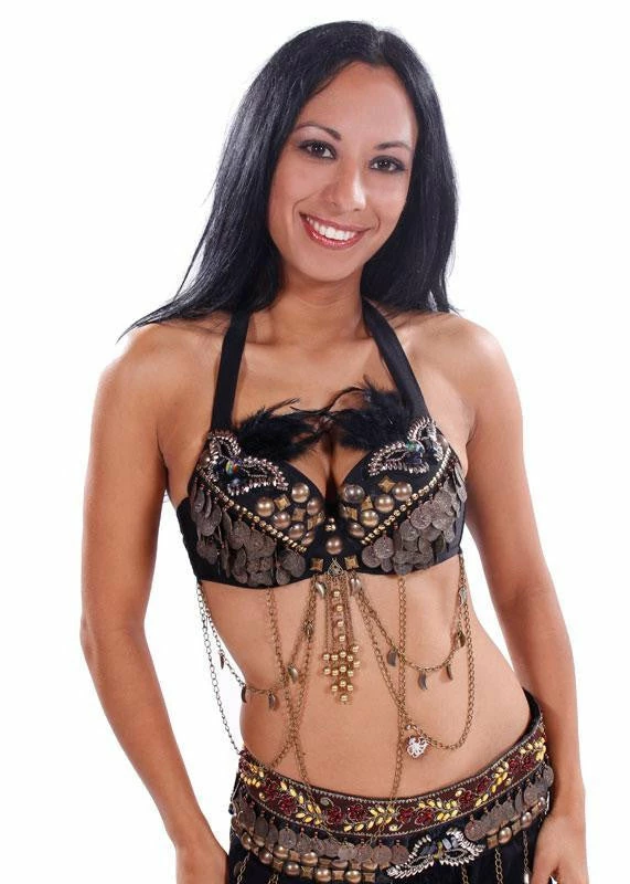 Miss Belly Dance TOPS Belly Dance Tribal Bra With Feathers | LE MASQUE 1 Miss Belly Dance TOPS Belly Dance Tribal Bra With Feathers | LE MASQUE