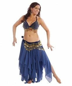 Miss Belly Dance Belly Dance Velvet Bra, Skirt, & Hip Scarf Costume Set | TRIBAL TRIBUTE BELLY DANCE COSTUMES