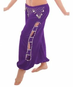 Miss Belly Dance Belly Dance Velvet Harem Pants With Side Cut-Outs | HIPCHI BOTTOMS