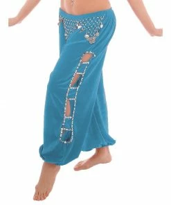 Miss Belly Dance Belly Dance Velvet Harem Pants With Side Cut-Outs | HIPCHI BOTTOMS