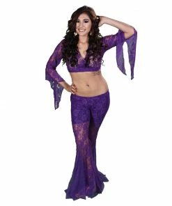 Miss Belly Dance BELLY DANCE COSTUMES Belly Dance Women's Lace Pants & Top Costume Set | LACE IT UP
