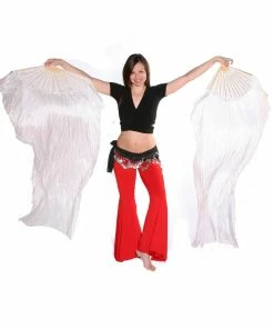 Miss Belly Dance Fan Veils Belly Dancer Fan Veil | WHITE