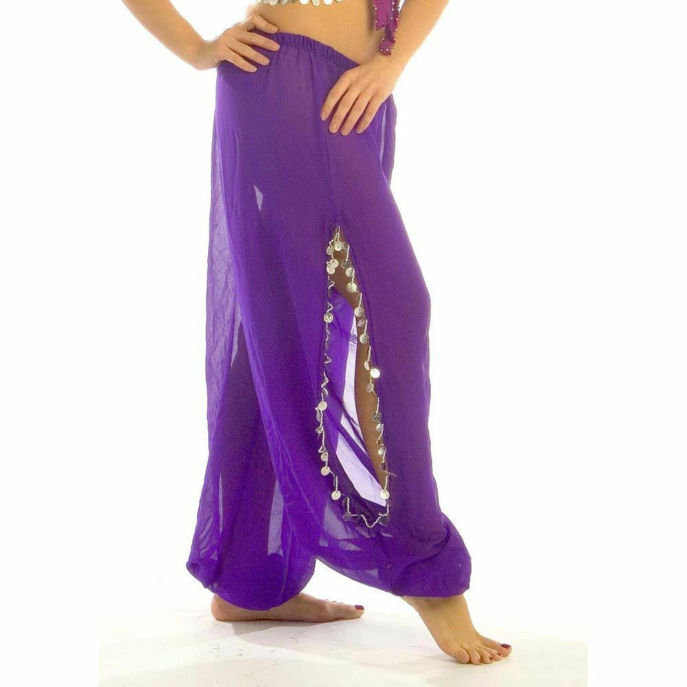 Miss Belly Dance Bellydancer Chiffon Harem Pants With Side Slits | MAIDEN DANCE BOTTOMS 10 Miss Belly Dance Bellydancer Chiffon Harem Pants With Side Slits | MAIDEN DANCE BOTTOMS