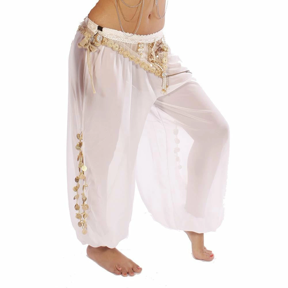 Miss Belly Dance Bellydancer Chiffon Harem Pants With Side Slits | MAIDEN DANCE BOTTOMS 5 Miss Belly Dance Bellydancer Chiffon Harem Pants With Side Slits | MAIDEN DANCE BOTTOMS